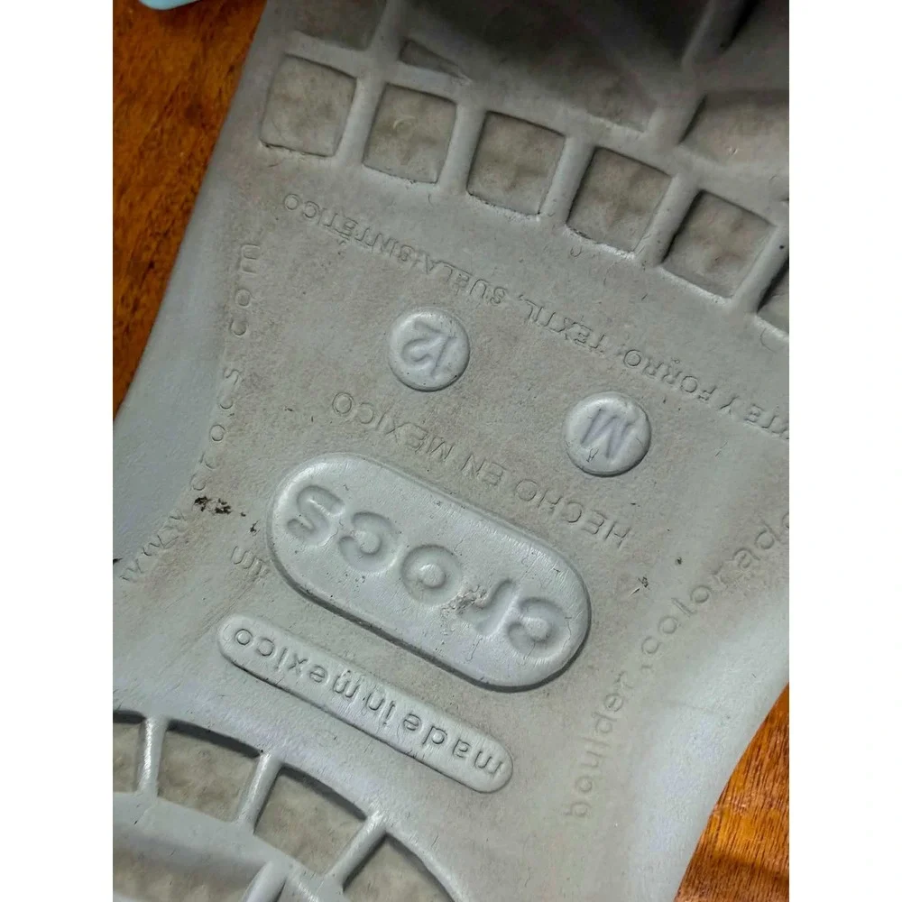 Crocs Santa Cruz Men's 12 Grey Canvas Frayed Slip On Loafers Casual Shoes